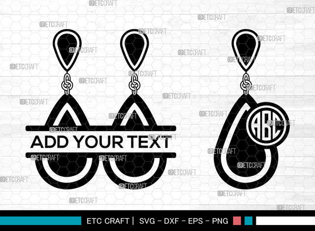 Earrings Monogram SVG, Jewelry Svg, Leather Earrings Svg, Split Monogram Svg, Stacked Earring Svg, Teardrop Earrings Svg, Earing Svg SVG ETC Craft 