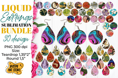 Earrings Sublimation Bundle. Teardrop and Round 30 design Sublimation Yustaf Art Store 