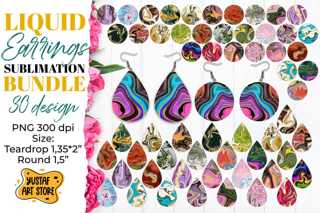 Earrings Sublimation Bundle. Teardrop and Round 30 design Sublimation Yustaf Art Store 