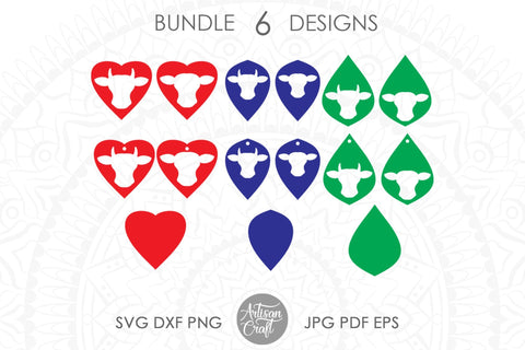 Earrings SVG, Cow earrings SVG, cut file, cow head SVG Artisan Craft SVG 