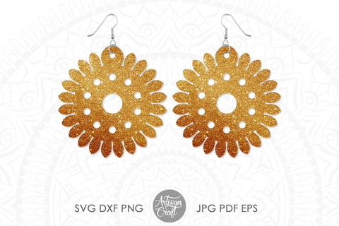 Earrings SVG, cut files, floral earrings, sunflower earrings SVG Artisan Craft SVG 