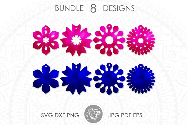 Earrings SVG, cut files, floral earrings, sunflower earrings SVG Artisan Craft SVG 