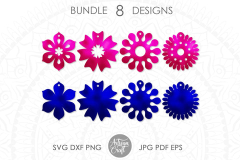 Earrings SVG, cut files, floral earrings, sunflower earrings SVG Artisan Craft SVG 