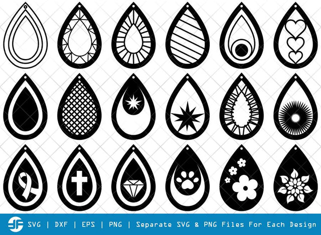 Earrings SVG Cut Files | Stacked Earring Silhouette Bundle SVG ETC Craft 