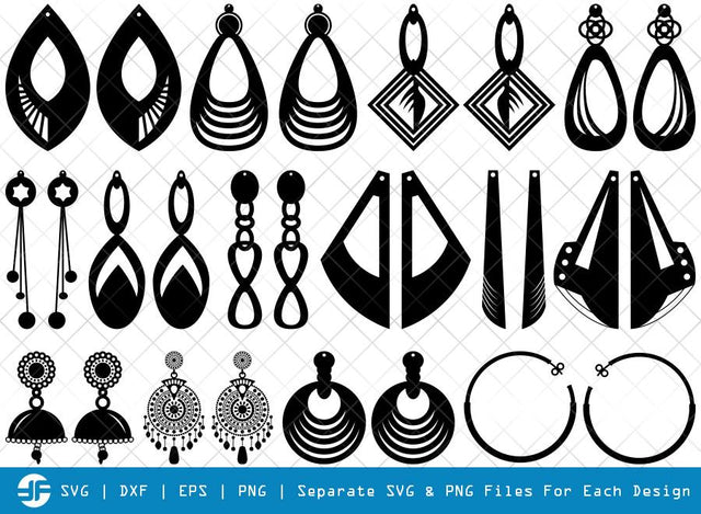 Earrings SVG Cut Files | Teardrop Earrings Silhouette SVG ETC Craft 