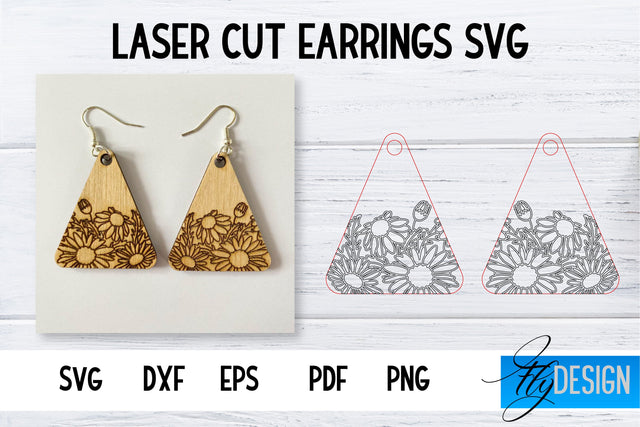 Earrings SVG | Daisy SVG | Laser Cut Files | Engraving SVG SVG Fly Design 