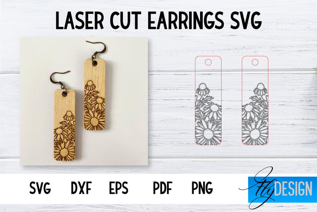 Earrings SVG | Daisy SVG | Laser Cut Files | Engraving SVG SVG Fly Design 