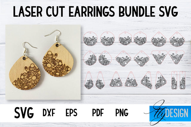 Earrings SVG | Daisy SVG | Laser Cut Files | Engraving SVG SVG Fly Design 