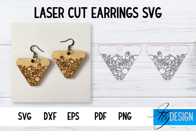 Earrings SVG | Daisy SVG | Laser Cut Files | Engraving SVG SVG Fly Design 