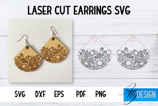Earrings SVG | Daisy SVG | Laser Cut Files | Engraving SVG SVG Fly Design 