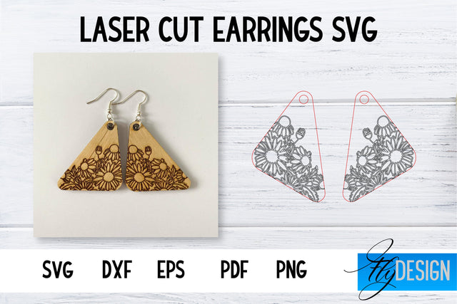 Earrings SVG | Daisy SVG | Laser Cut Files | Engraving SVG SVG Fly Design 