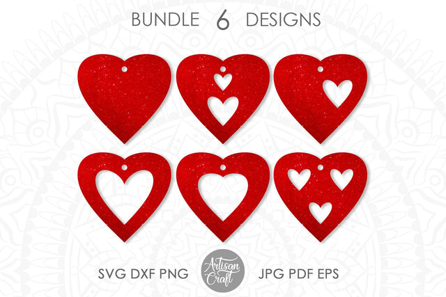 Earrings SVG, Heart earrings, Heart shape, Earring template SVG Artisan Craft SVG 