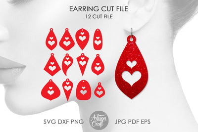 Earrings SVG, heart teardrop earring SVG Artisan Craft SVG 