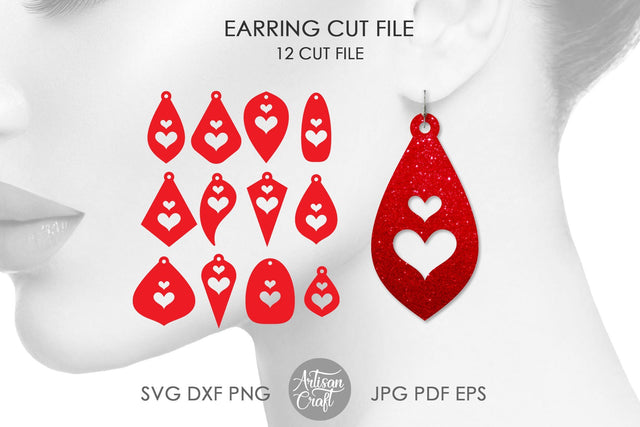 Earrings SVG, heart teardrop earring SVG Artisan Craft SVG 