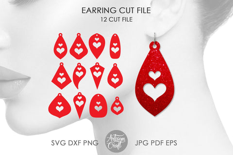 Earrings SVG, heart teardrop earring SVG Artisan Craft SVG 