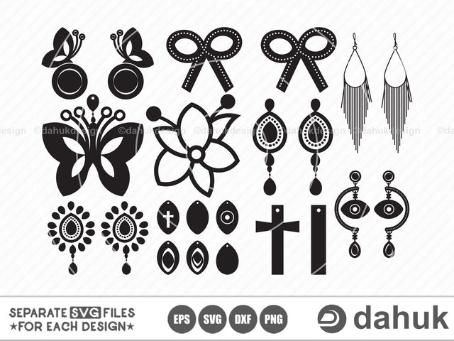 Earrings svg, leaf leather earrings, jewelry laser cut template file, earrings clipart, svg, png, dxf & eps designs SVG dahukdesign 