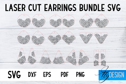 Earrings SVG | Sunflower SVG | Laser Cut Files | Engraving SVG SVG Fly Design 