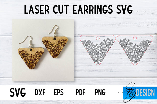 Earrings SVG | Sunflower SVG | Laser Cut Files | Engraving SVG SVG Fly Design 