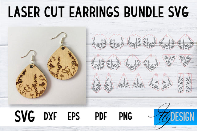 Earrings SVG | Wildflower SVG | Laser Cut Files | Engraving SVG SVG Fly Design 
