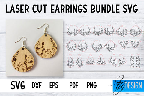 Earrings SVG | Wildflower SVG | Laser Cut Files | Engraving SVG SVG Fly Design 