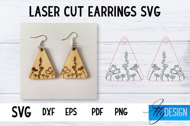 Earrings SVG | Wildflower SVG | Laser Cut Files | Engraving SVG SVG Fly Design 