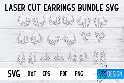 Earrings SVG | Wildflower SVG | Laser Cut Files | Engraving SVG SVG Fly Design 