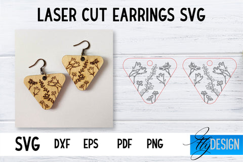 Earrings SVG | Wildflower SVG | Laser Cut Files | Engraving SVG SVG Fly Design 