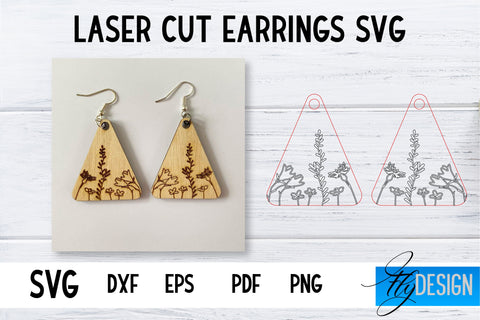 Earrings SVG | Wildflower SVG | Laser Cut Files | Engraving SVG SVG Fly Design 