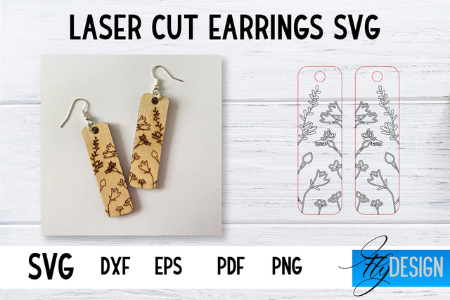 Earrings SVG | Wildflower SVG | Laser Cut Files | Engraving SVG SVG Fly Design 