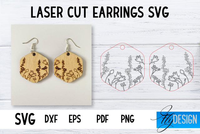 Earrings SVG | Wildflower SVG | Laser Cut Files | Engraving SVG SVG Fly Design 