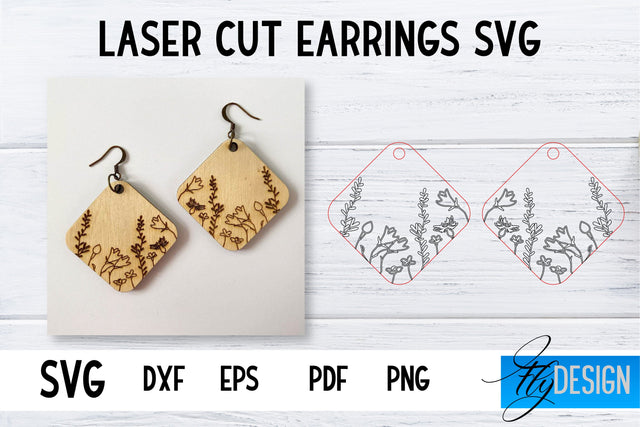 Earrings SVG | Wildflower SVG | Laser Cut Files | Engraving SVG SVG Fly Design 