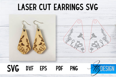 Earrings SVG | Wildflower SVG | Laser Cut Files | Engraving SVG SVG Fly Design 