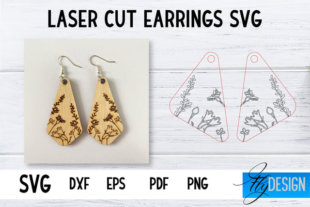 Earrings SVG | Wildflower SVG | Laser Cut Files | Engraving SVG SVG Fly Design 