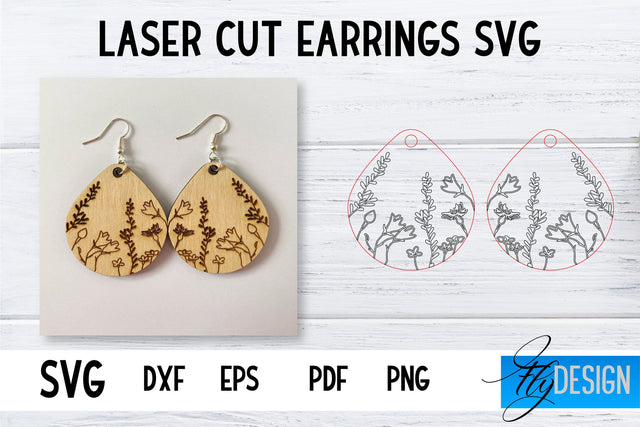 Earrings SVG | Wildflower SVG | Laser Cut Files | Engraving SVG SVG Fly Design 