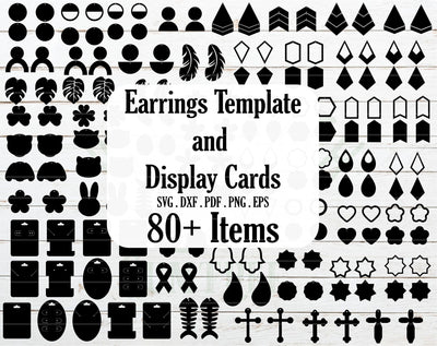 Earrings template bundle SVG, earrings display card template SVG Redearth and gumtrees 