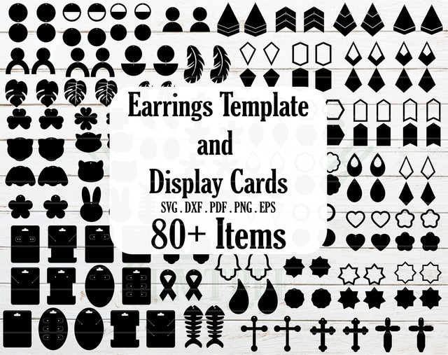 Earrings template bundle SVG, earrings display card template SVG Redearth and gumtrees 