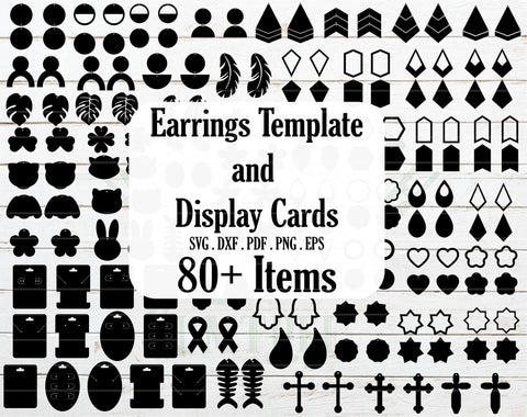 Papercut Earring Cards Template. Earring Display SVG