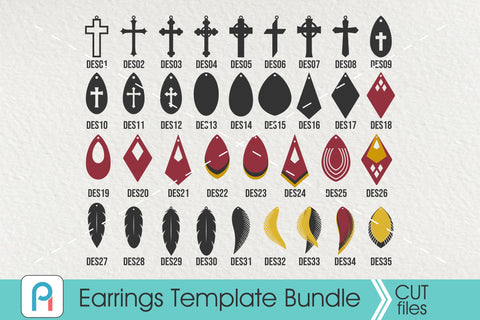 Earrings Template SVG Bundle SVG Pinoyart Kreatib