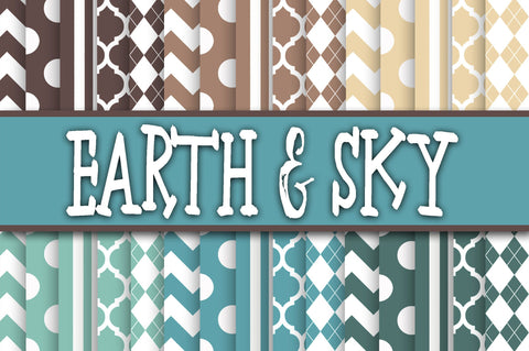Earth and Sky Blue and Brown Digital Papers Sublimation Old Market 
