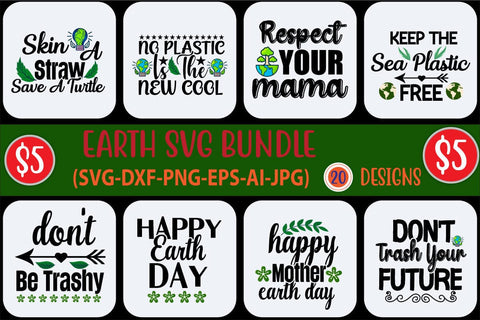 EARTH DAY SVG BUNDLE SVG Cut File SVGs,quotes-and-sayings,food-drink mini-bundles,print-cut,on-sale Clipart Clip Art Sublimation or Vinyl Shirt Design SVG Blessedprint 
