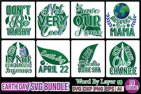 EARTH DAY SVG BUNDLE SVG Cut File SVGs,quotes-and-sayings,food-drink mini-bundles,print-cut,on-sale Clipart Clip Art Sublimation or Vinyl Shirt Design SVG DesignPlante 503 