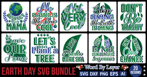 EARTH DAY SVG BUNDLE SVG Cut File SVGs,quotes-and-sayings,food-drink mini-bundles,print-cut,on-sale Clipart Clip Art Sublimation or Vinyl Shirt Design SVG DesignPlante 503 