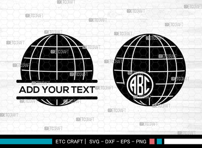 Earth Monogram SVG, Globe svg, World Globe Svg, World Svg, Universe Svg, Split Monogram svg, Earth Svg SVG ETC Craft 