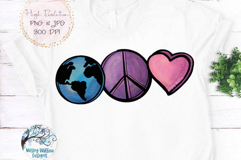 Earth Peace and Love Sublimation PNG Sublimation Wispy Willow Designs 