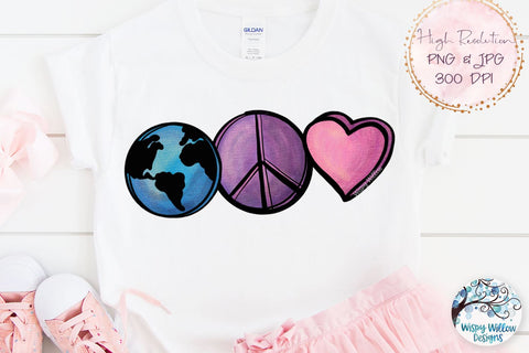 Earth Peace and Love Sublimation PNG Sublimation Wispy Willow Designs 