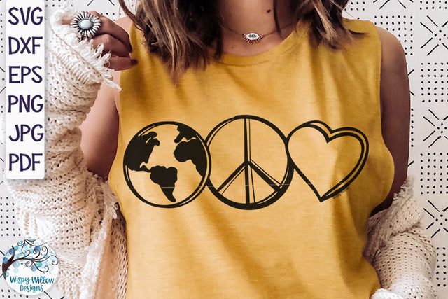 Earth Peace and Love SVG SVG Wispy Willow Designs 