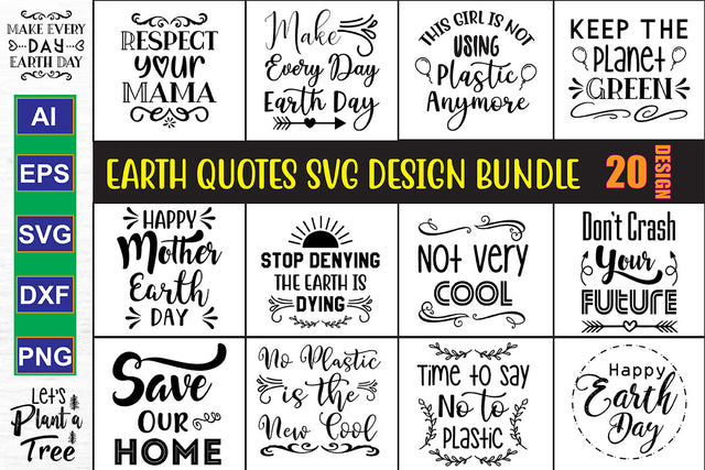 Earth Quotes SVG Bundle SVG nirmal108roy 