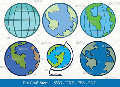 Earth SVG Cut File | Planet Svg | World Svg | Space Svg | Universe Svg | Globe Bundle | Eps | Dxf | Png SVG ETC Craft 