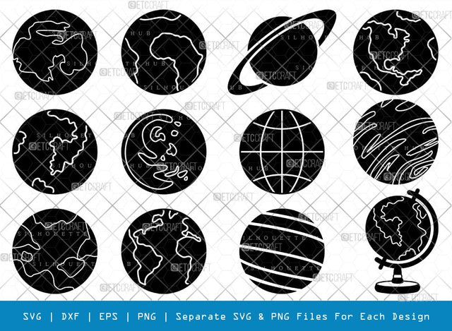 Earth SVG Cut Files | Earth Silhouette | Planet Svg | World Svg | Universe Svg | Jupiter Svg | Earth Bundle SVG ETC Craft 