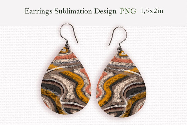 Earthy tones abstract teardrop earrings design png Sublimation LuckyTurtleArt 